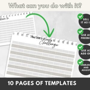 1000 Boxes Challenge Tracker & Goal Progress Printable | Template with PLR & Master Resell Rights