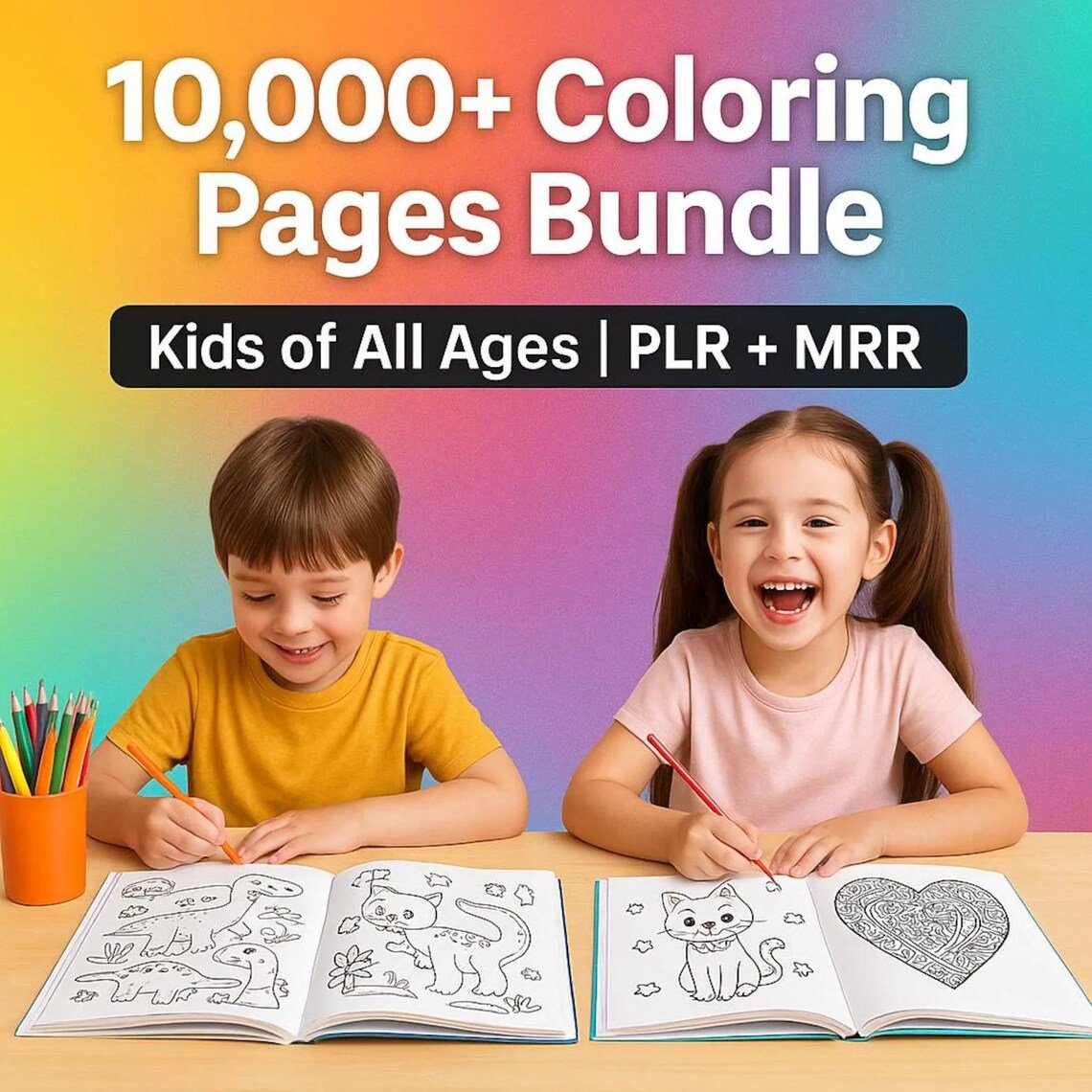 10,000+ Kids Coloring Pages Mega Bundle | Printable Activity Sheets with PLR & MRR Resell Rights + Exclusive Bonus - Image 8